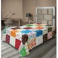thumbnail image 1 of Ambesonne Colorful Flat Sheet, Patchwork Retro Style, Twin Size, Multicolor, 1 of 1