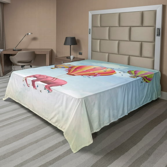 Ambesonne Colorful Flat Sheet, Pink in Sky, Queen Size, Multicolor