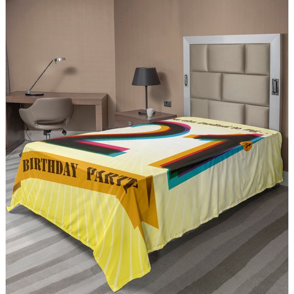 Ambesonne Colorful Flat Sheet, Radial Backdrop, Twin Size, Multicolor