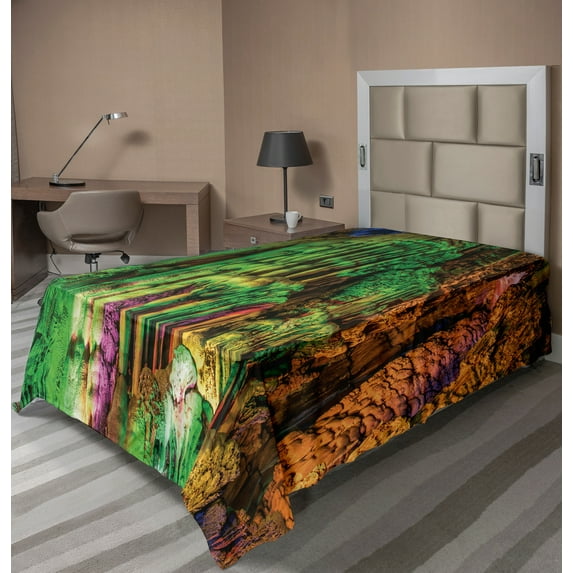 Ambesonne Colorful Flat Sheet, Rainbow Colored Rock, TwinXL Size, Multicolor