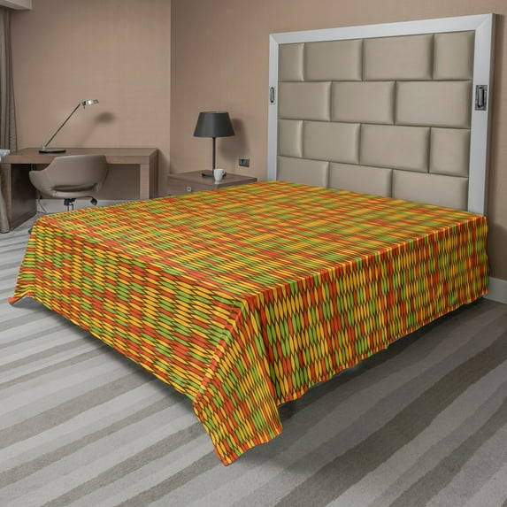 Ambesonne Colorful Flat Sheet, Rastafarian Snake Skin, King Size, Multicolor