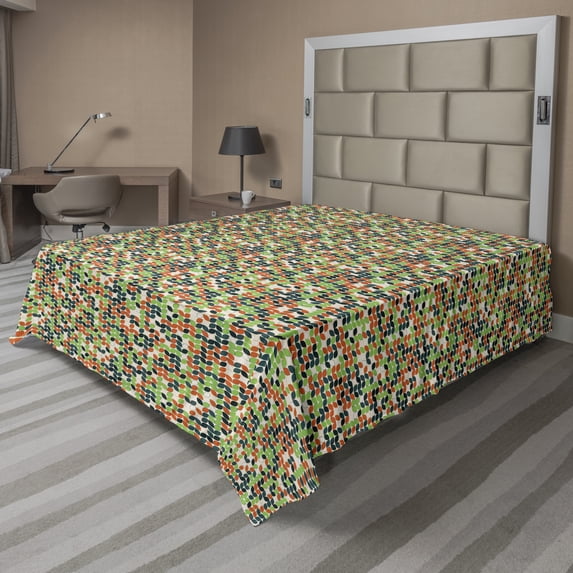 Ambesonne Colorful Flat Sheet, Silhouette Motif Abstract, Full Size, Multicolor