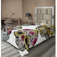 thumbnail image 1 of Ambesonne Colorful Flat Sheet, Skull Celebration, Twin Size, Yellow White Black, 1 of 1