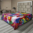 thumbnail image 1 of Ambesonne Colorful Flat Sheet, Top View Rounds Rave Tones, King Size, Multicolor, 1 of 1