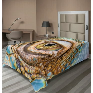Ambesonne Colorful Flat Sheet, Tropic Reptiles Iguana, Twin Size, Multicolor