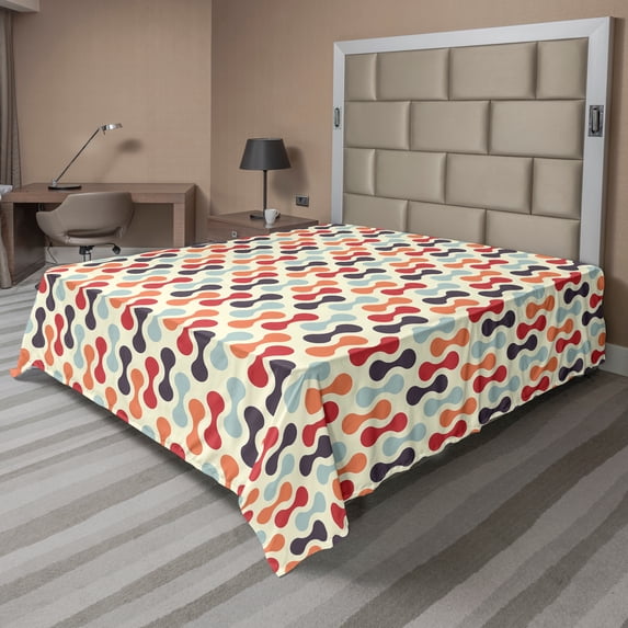 Ambesonne Colorful Flat Sheet, Vertical Abstract Form, Queen Size, Multicolor