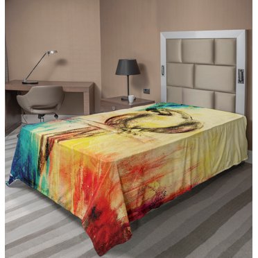 Ambesonne Colorful Flat Sheet, Vintage Grunge Parrot, Twin Size, Multicolor