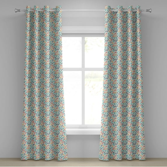 Ambesonne Colorful Grommet Curtain, Anchor Shape in Lines, 50" x 120", Beige Multicolor