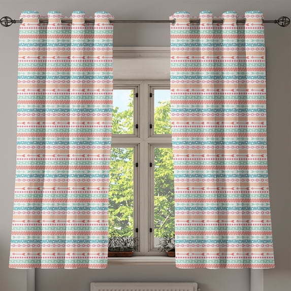 Ambesonne Colorful Grommet Curtain, Aztec Tribe Maya Arrow, 50" x 63", Multicolor