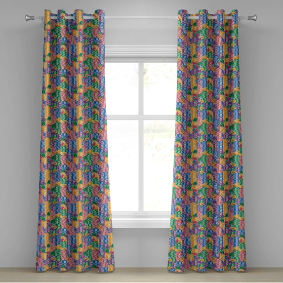 Ambesonne Colorful Grommet Curtain, Casino Chips Luck, 50" x 108", Multicolor