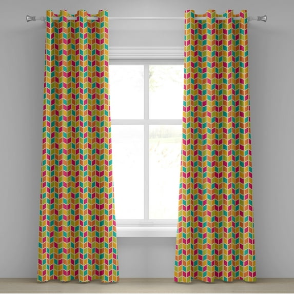 Ambesonne Colorful Grommet Curtain, Chevron Hipster Style, 50" x 108", Multicolor