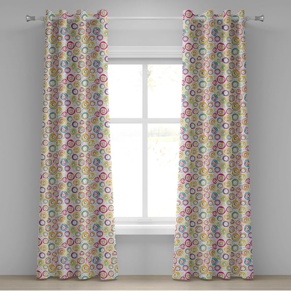 Ambesonne Colorful Grommet Curtain, Circle and Dots Spring, 50" x 96", Multicolor