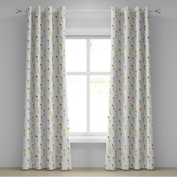 Ambesonne Colorful Grommet Curtain, Country Tulips, 50" x 72", Multicolor