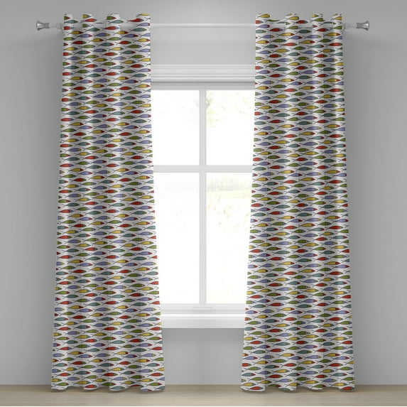 Ambesonne Colorful Grommet Curtain, Fish Animals, 50" x 120", Multicolor