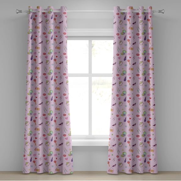 Ambesonne Colorful Grommet Curtain, Flora Fashion Lollipop, 50" x 108", Multicolor