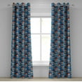 thumbnail image 1 of Ambesonne Colorful Grommet Curtain, Floral Roses Skulls, 50" x 108", Blue Red Ivory, 1 of 6