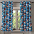 thumbnail image 1 of Ambesonne Colorful Grommet Curtain, Floral Roses Skulls, 50" x 63", Blue Red Ivory, 1 of 6