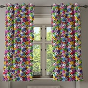 Ambesonne Colorful Grommet Curtain, Floral Vivid Daisies, 50" x 54", Multicolor