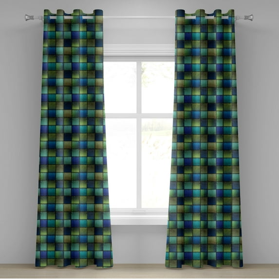 Ambesonne Colorful Grommet Curtain, Modern Geometric Bohem, 50" x 108", Blue Green