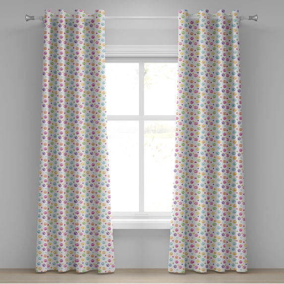 Ambesonne Colorful Grommet Curtain, Old Peace Sign, 50" x 96", Multicolor