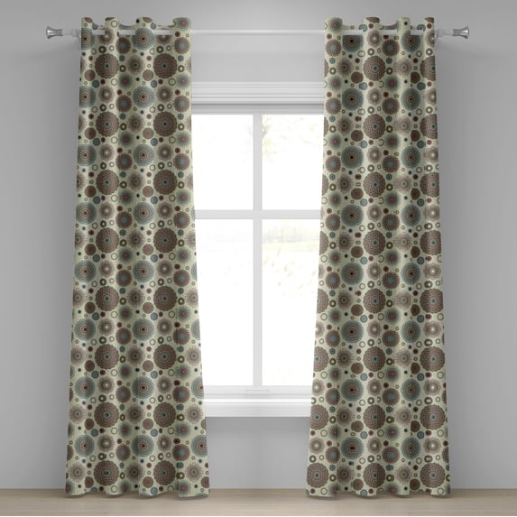 Ambesonne Colorful Grommet Curtain, Oriental Round Motifs, 50" x 108", Multicolor