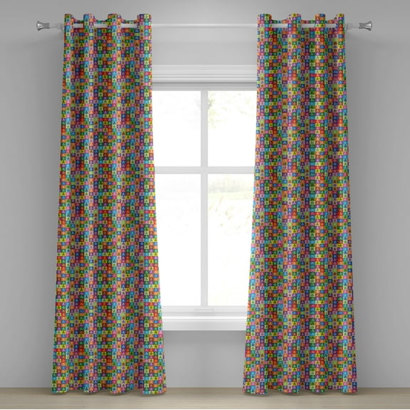 Ambesonne Colorful Grommet Curtain, Pirate Flags Deisgn, 50" x 72", Multicolor