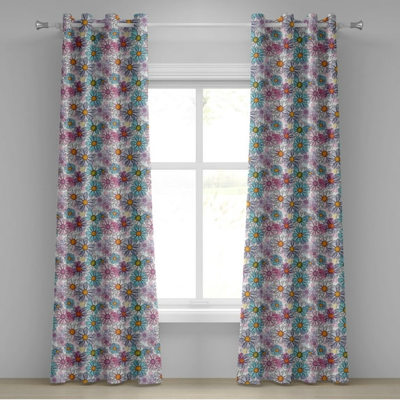 Ambesonne Colorful Grommet Curtain, Retro Spring Grunge, 50" x 72", Multicolor