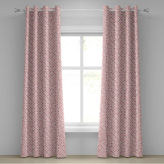 Ambesonne Colorful Grommet Curtain, Romantic Polka Dots, 50" x 108", Pink Purple