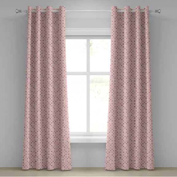 Ambesonne Colorful Grommet Curtain, Romantic Polka Dots, 50" x 120", Pink Purple