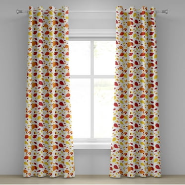 Ambesonne Colorful Grommet Curtain, Seasonal Fall Leaves, 50" x 96", Red Orange Yellow