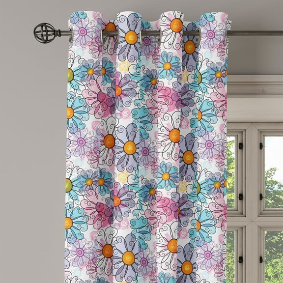 Ambesonne Colorful Grommet Curtain Single Panel, Retro Spring Grunge, 50"x60", Multicolor