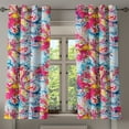 thumbnail image 1 of Ambesonne Colorful Grommet Curtain, Summer Fun Flowers Dots, 50"x63", Hot Pink Blue and Mustard, 1 of 1