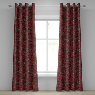 Ambesonne Colorful Grommet Curtain, Traditional Art, 50" x 120", Dark Coral Orange Green