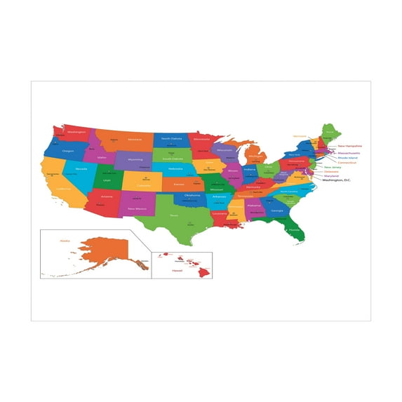 Ambesonne Colorful Jigsaw Puzzle, USA Map with States, Heirloom-Quality Fun Activity for Family Durable Cardboard, 1000 pcs, Multicolor