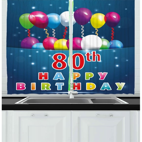 Ambesonne Colorful Kitchen Curtains, Blue Colored Backdrop, 55"x39", Multicolor