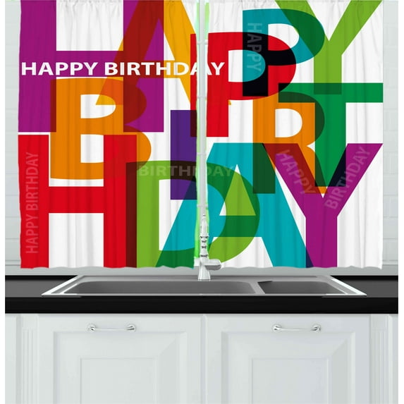 Ambesonne Colorful Kitchen Curtains, Broken Text Graphic, 55"x39", Multicolor