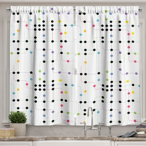 Ambesonne Colorful Kitchen Curtains, City Metro Scheme, 55"x39", Multicolor