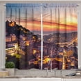 thumbnail image 1 of Ambesonne Colorful Kitchen Curtains, Cityscape of Lisbon, 55"x45", Brown, 1 of 3