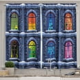thumbnail image 1 of Ambesonne Colorful Kitchen Curtains, Snowy Winter Night, 55"x39", Multicolor, 1 of 3