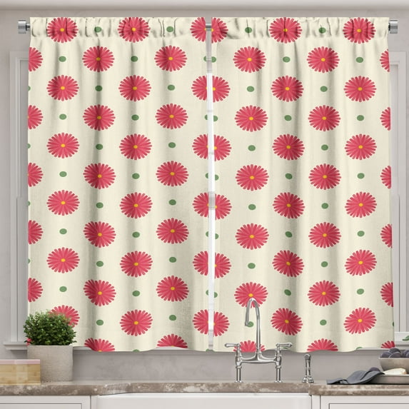 Ambesonne Colorful Kitchen Curtains, Spring Geometric Mix, 55"x39", Multicolor