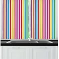 thumbnail image 1 of Ambesonne Colorful Kitchen Curtains, Vertical Stripes Print, 55"x39", Multicolor, 1 of 2