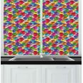 thumbnail image 1 of Ambesonne Colorful Kitchen Curtains, Vintage Coffee House, 55"x39", Multicolor, 1 of 2