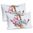 thumbnail image 1 of Ambesonne Colorful Pillow Sham 2 Pack, Anchor Corals Seaweed, 26"x20", Caramel Multicolor, 1 of 3