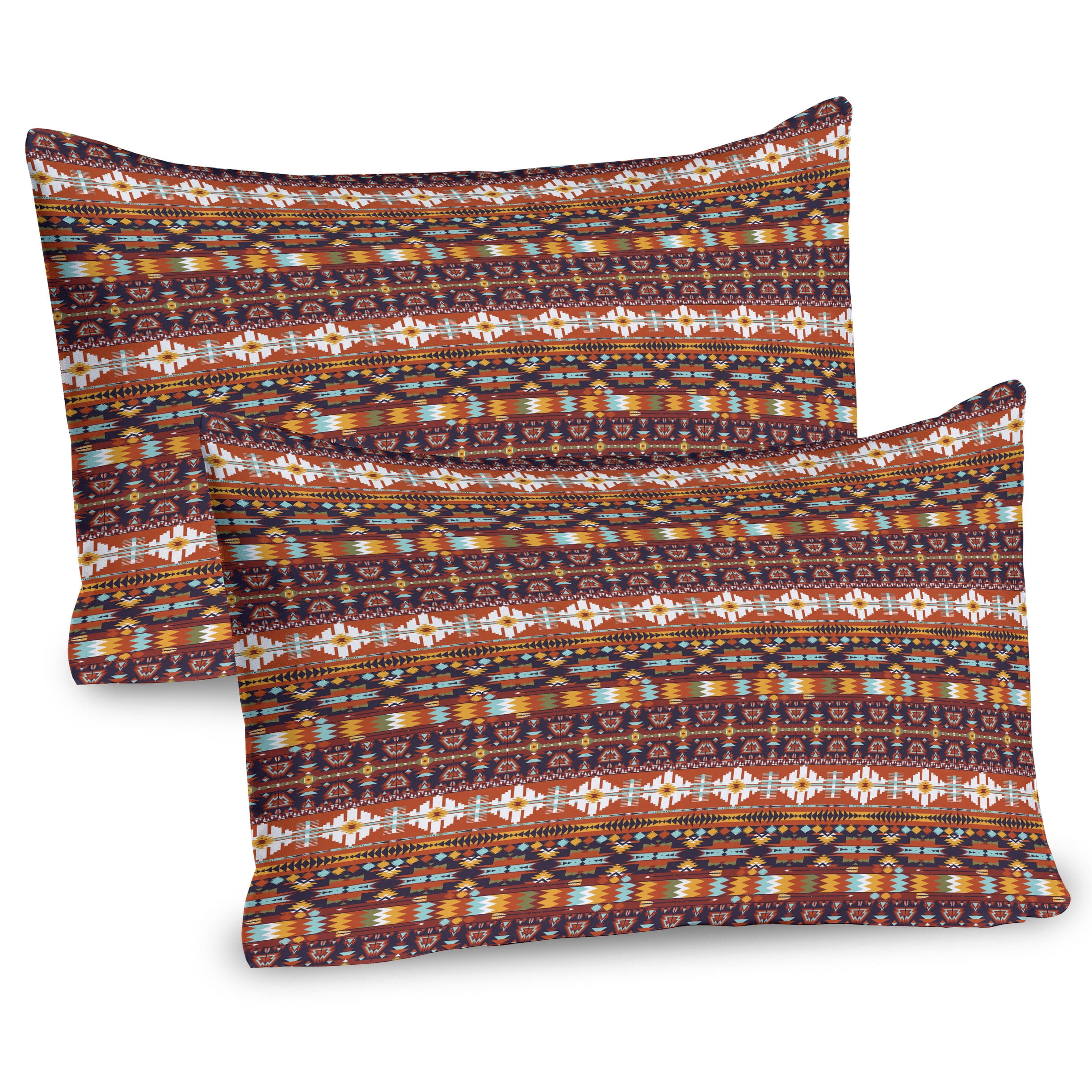 Multicolor Aztec Style Microfiber Standard/Queen Pillow Sham Set