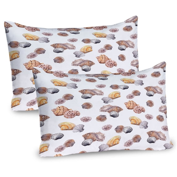 Ambesonne Colorful Pillow Sham 2 Pack, Mediterranean Seashore, 26"x20", Marigold White Mauve