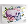 thumbnail image 1 of Ambesonne Colorful Pillow Sham, Abstract Skull Flowers, 36" X 20", Multicolor, 1 of 2