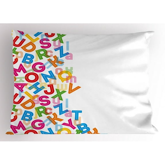 Ambesonne Colorful Pillow Sham, Alphabet Lettering, 26" X 20", Multicolor