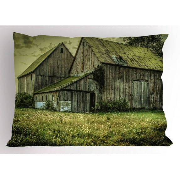 Ambesonne Colorful Pillow Sham, American Farmer Barn, 26" X 20", Multicolor