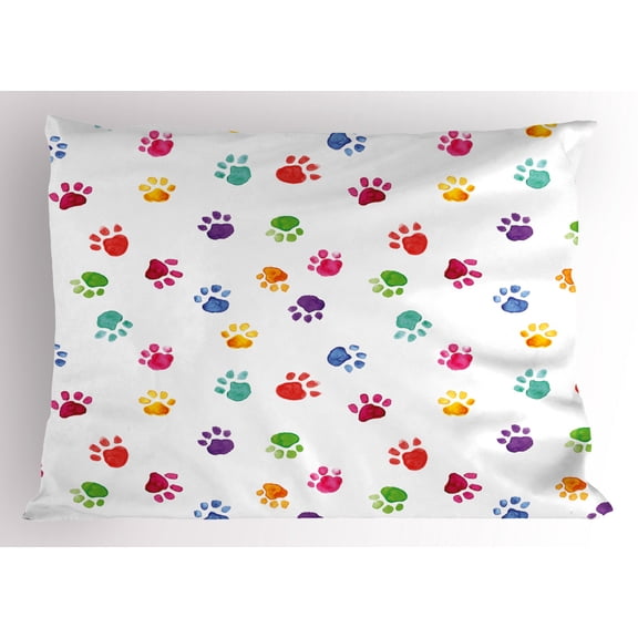 Ambesonne Colorful Pillow Sham, Animal Footprints, 36" X 20", Multicolor