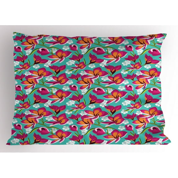 Ambesonne Colorful Pillow Sham, Botanic Spring Pattern, 36" X 20", Multicolor